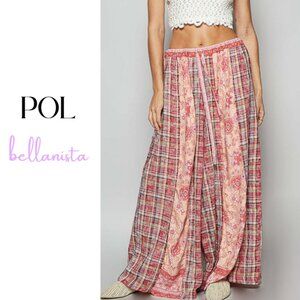 POL Pink and Red Wide Leg Pants